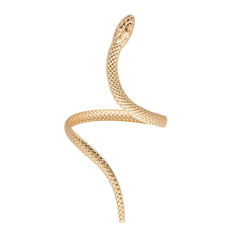 Exaggerated twisted winding simulated snakes opening ring and bracelet 2-piece set