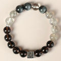 Khaki crystal couple bracelet with 10mm geometry shape and Chinese style design