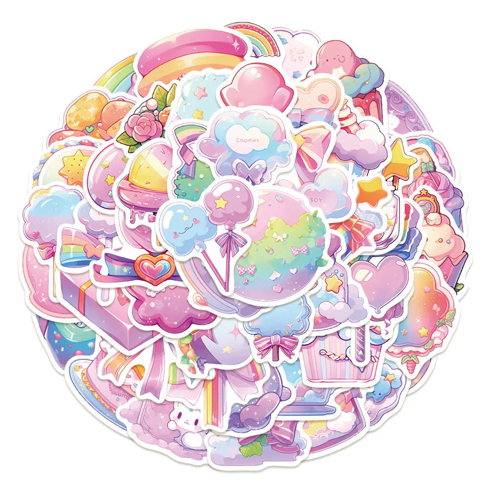 Fresh candy small object decorative waterproof stickers in 4-7cm sizes, pack of 50 sheets