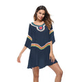 Crocheted acrylic beach cover-up in ethnic style for swimming and sun protection