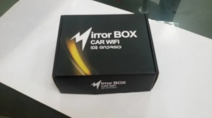 Black car mirror link box Wi-Fi converter with power cable, AV cable, antenna and manual