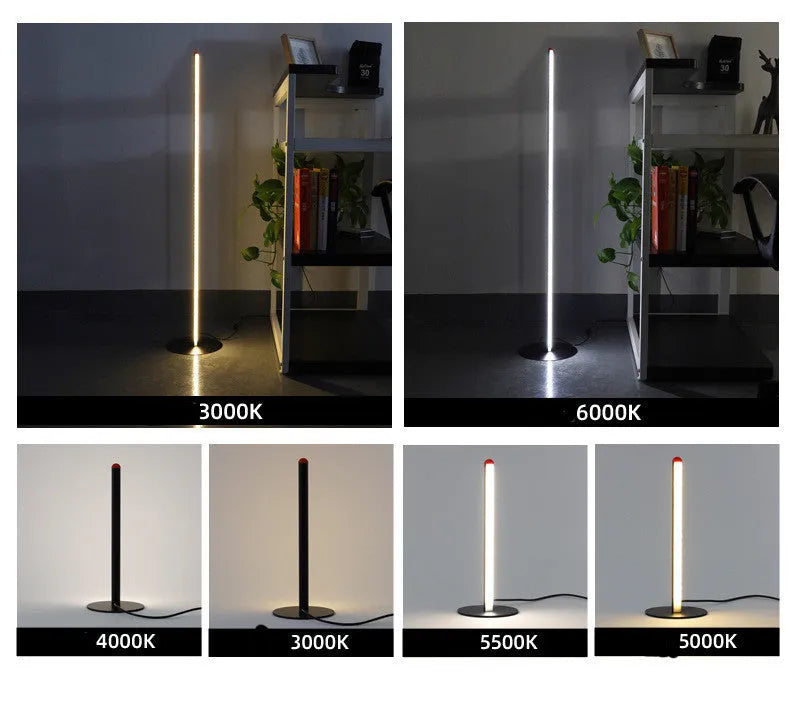 Vertical aluminium alloy floor lamp with LED light in modern minimalist style