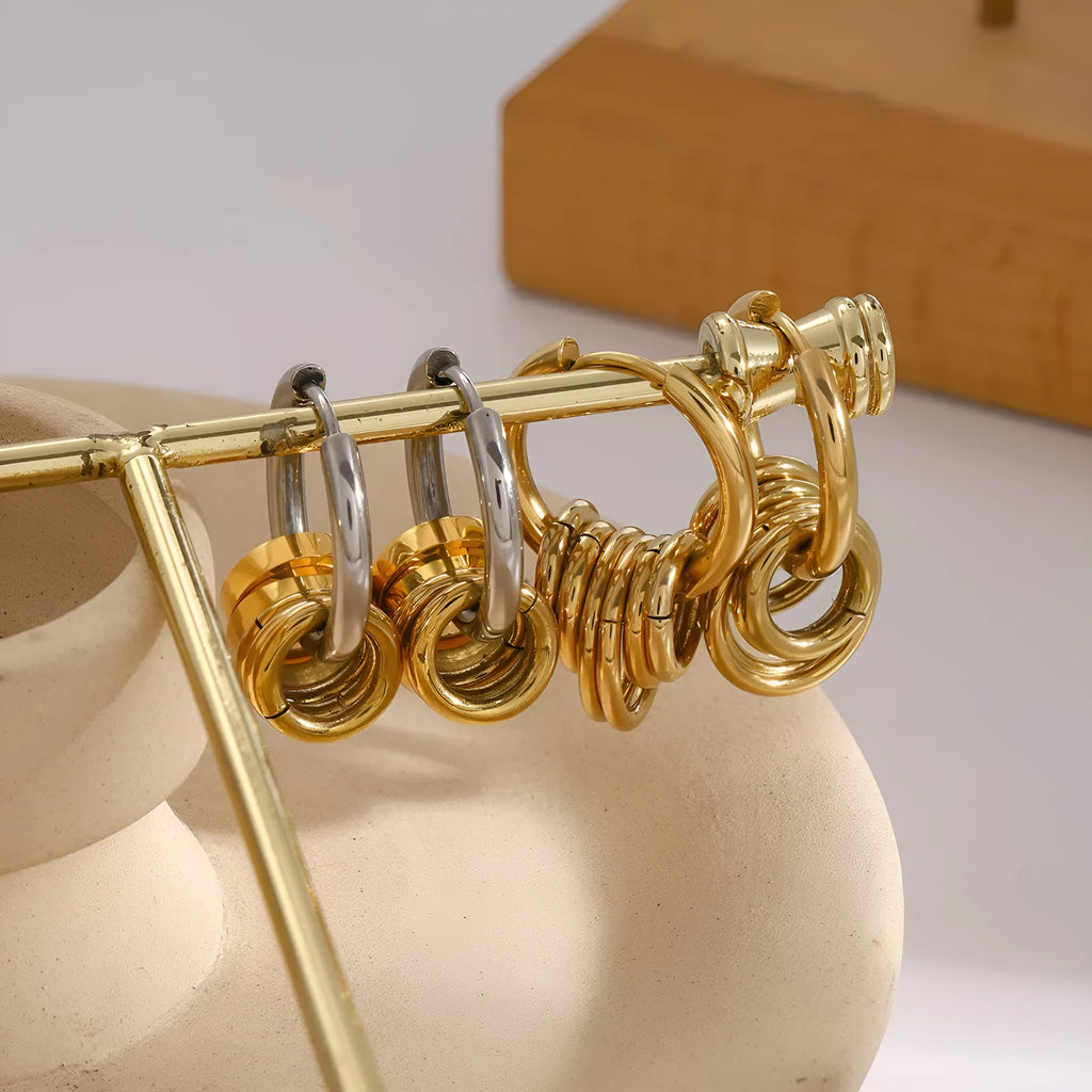Stainless steel electroplated earrings with colour matching in two finish options