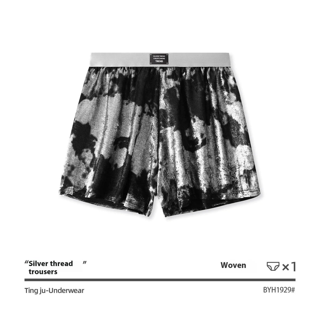 Galaxy reflective bright silver casual woven underwear in polyester fibre with mid-waist design
