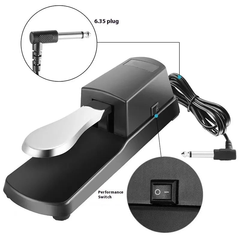ABS plastic sustain pedal for electronic keyboard and MIDI keyboard with foot pedal design