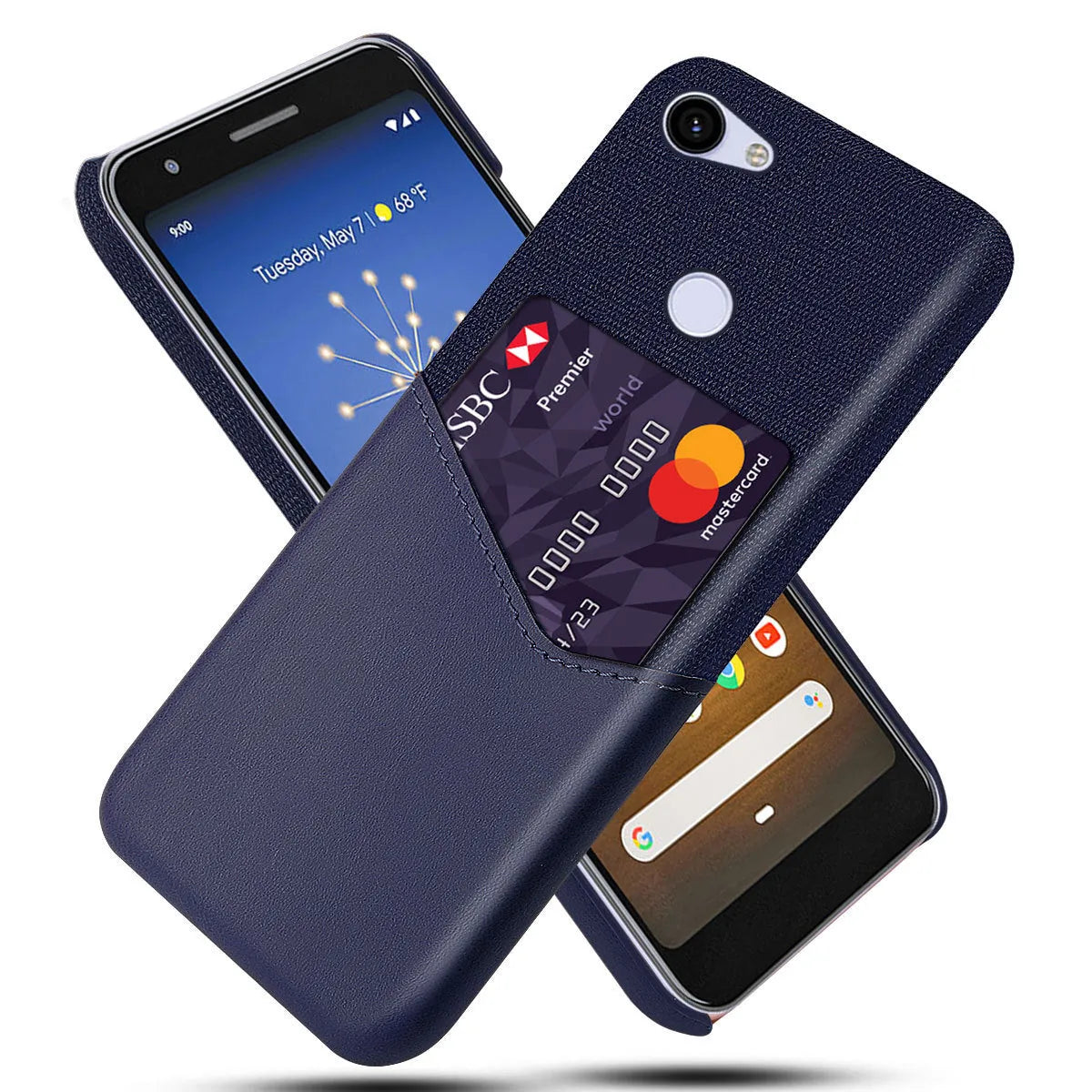Leather Google Pixel phone case in Black showing back cover design
