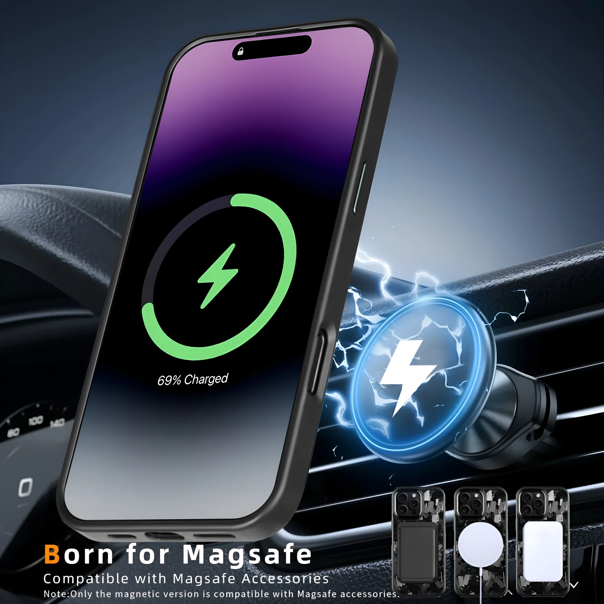 Magnetic carbon fibre iPhone 17 protective case with forged metal frame pattern in various colour options