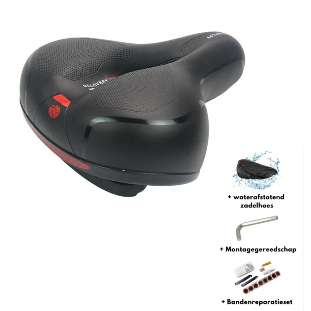 Bicycle saddle cushion with PU leather surface and spring suspension system for road and mountain bikes