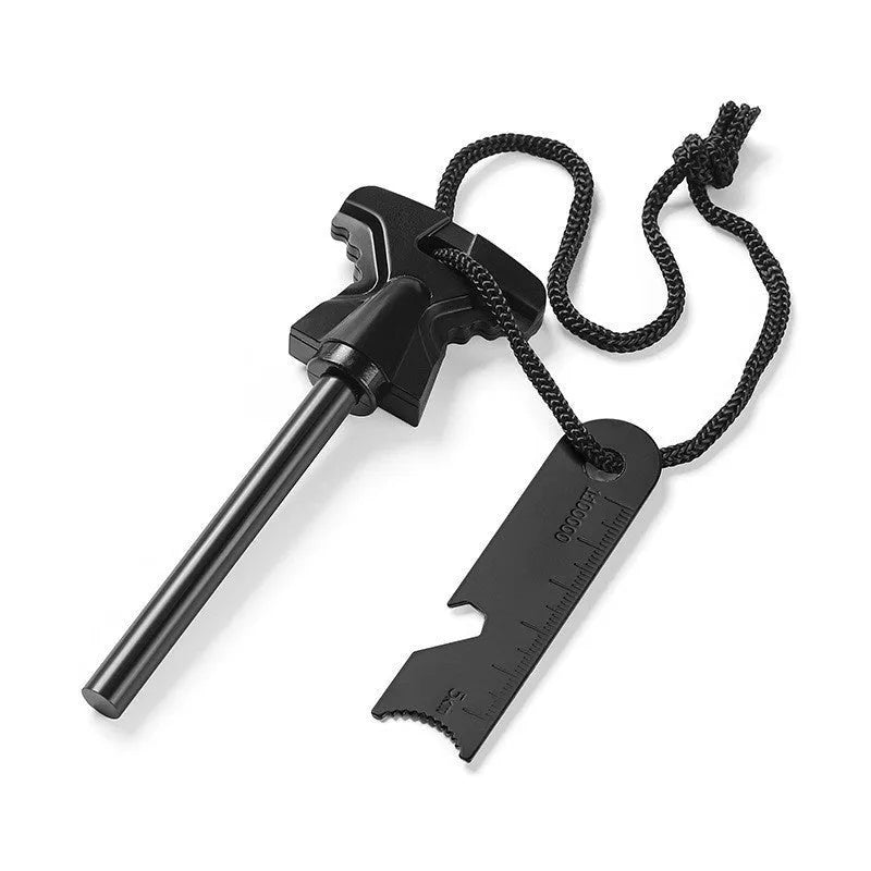 Butterfly-shaped stainless steel Firestone survival tool with bottle opener, measuring 117mm by 43mm.