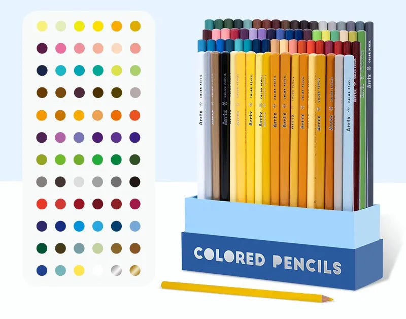 Boxed set of 72 or 126 soft core colour pencils with basswood barrels for art and examination use