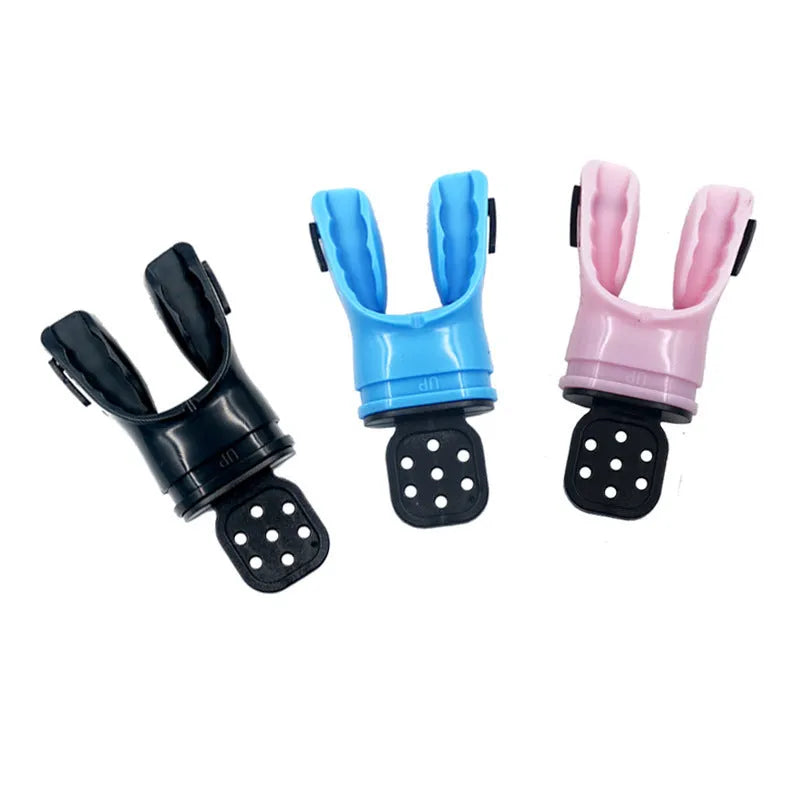 Edible silicone diving mouthpiece in multiple colour options showing 110mm length