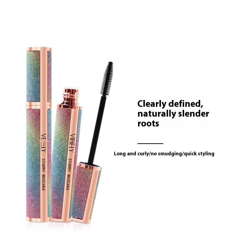Black waterproof mascara wand with 4D curling formula for long thick lashes