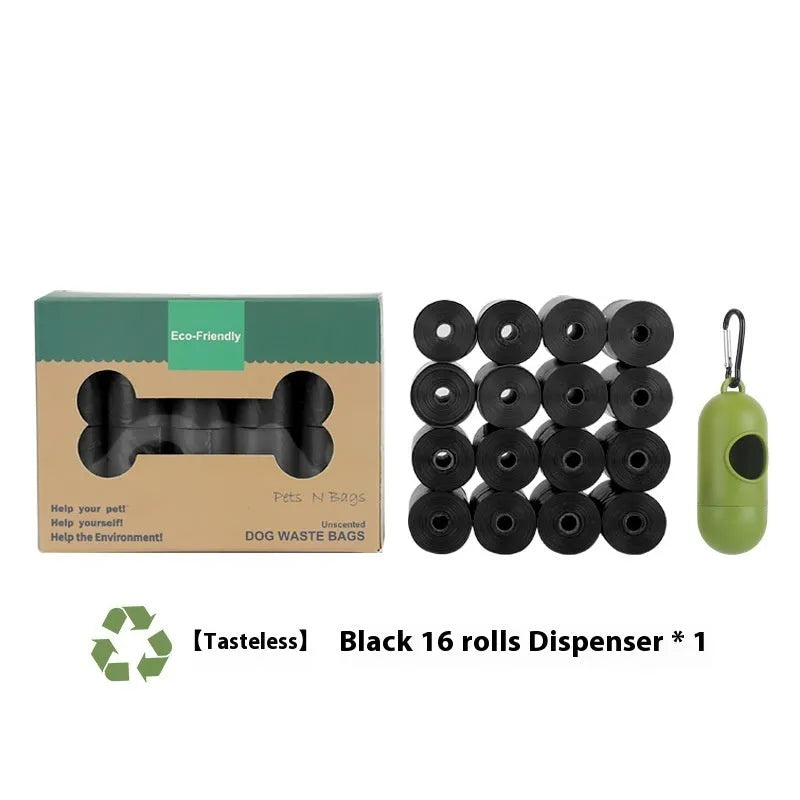 Roll of EPI degradable green pet waste bags with dispenser unit