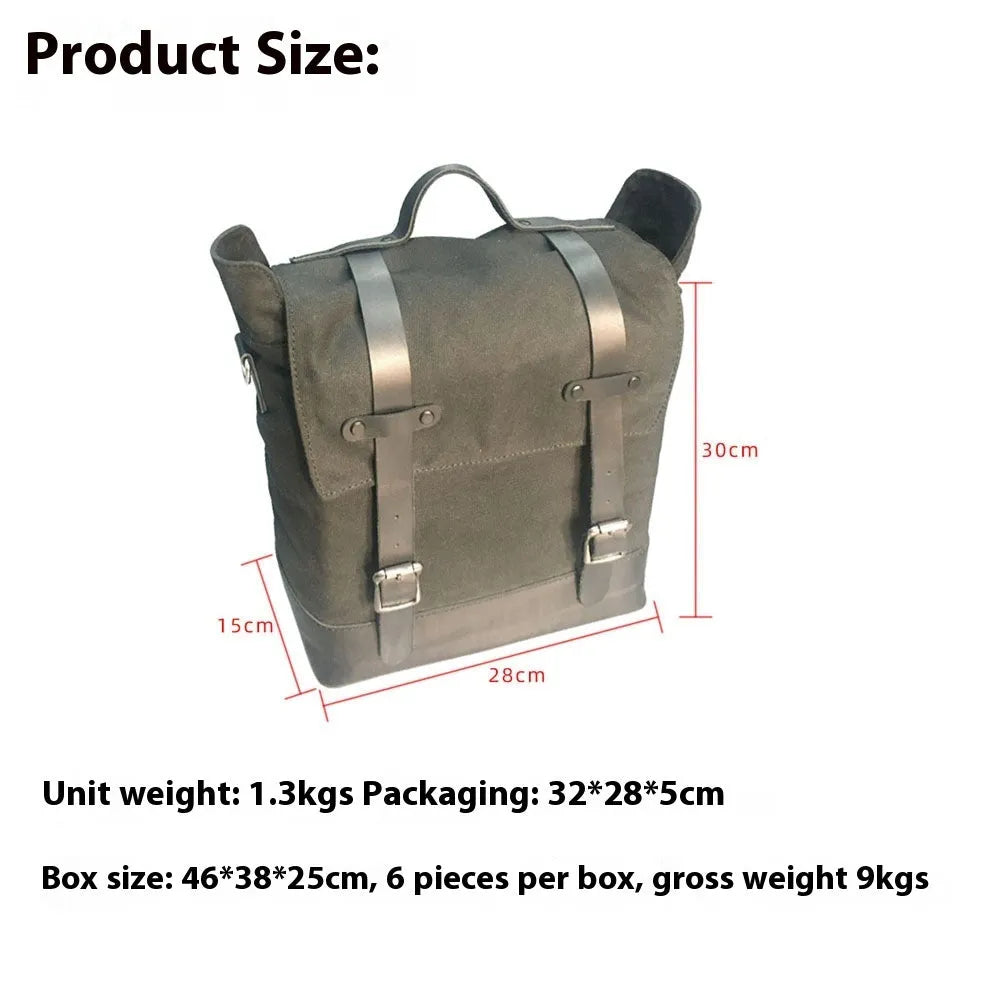 Thick waterproof canvas motorcycle side bag with large capacity dimensions