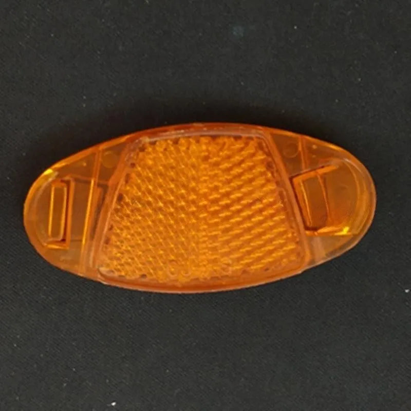 Bicycle plastic spoke reflector measuring 7.2cm by 3.5cm in white or yellow colour for front and rear wheel safety