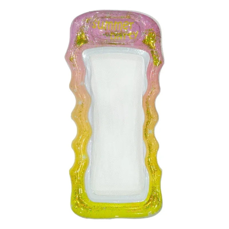 PVC inflatable floating row with thick sequins and wave design in multiple colour patterns