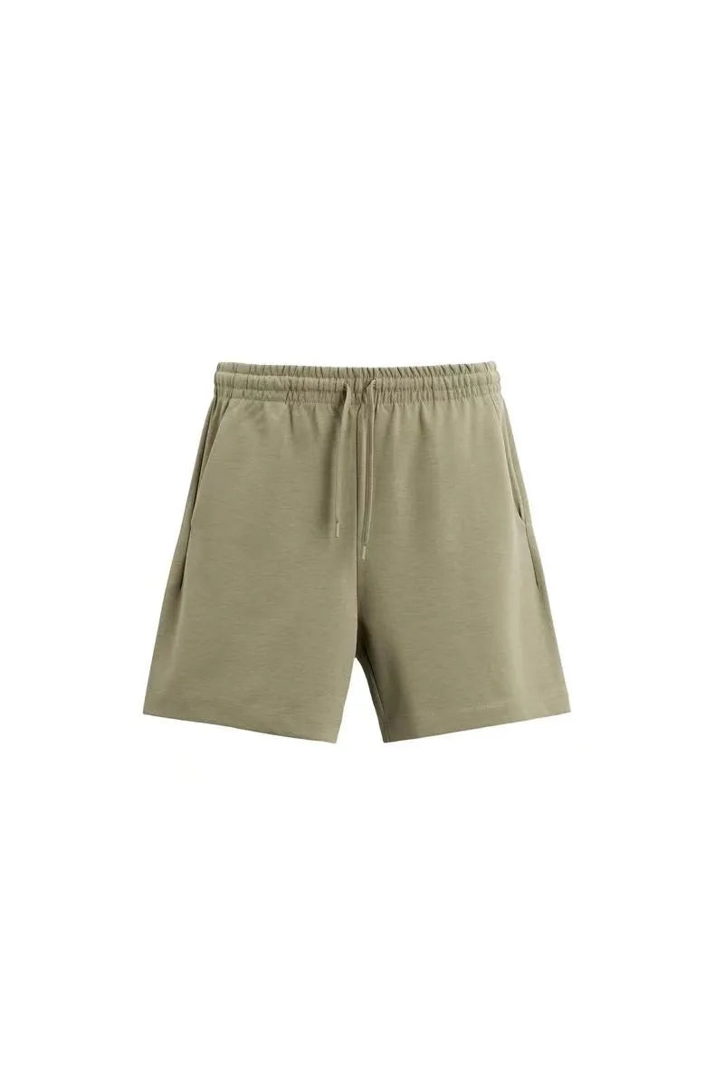 Men's double-sided texture short sleeve and shorts set in polyester fabric with loose fit