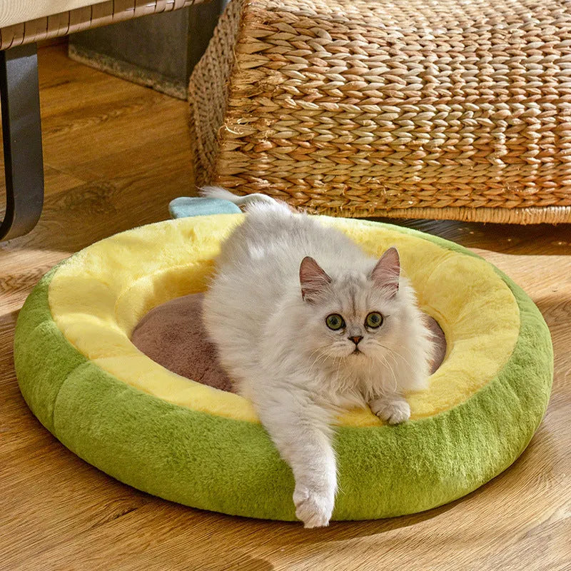 Round universal cat nest pet bed sleeping mat green colour 50cm diameter for small pets