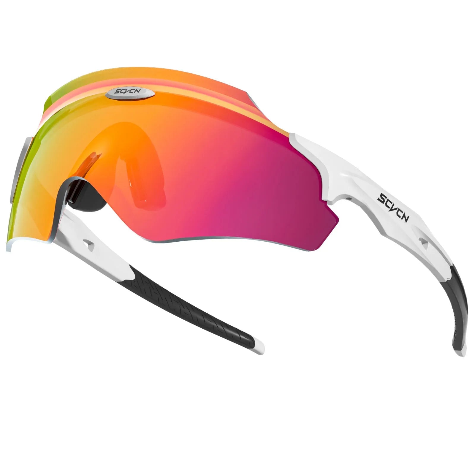 Frameless integrated lens windproof sports goggles in multiple colour styles.