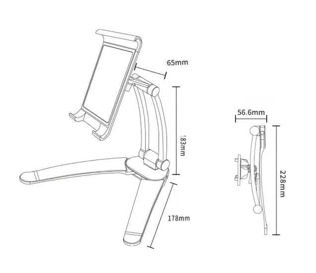 Silver aluminium alloy desktop tablet stand holding a tablet, showing 360-degree rotation adjustment.