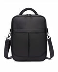 Black Oxford fabric men's messenger shoulder bag showing its size and style.