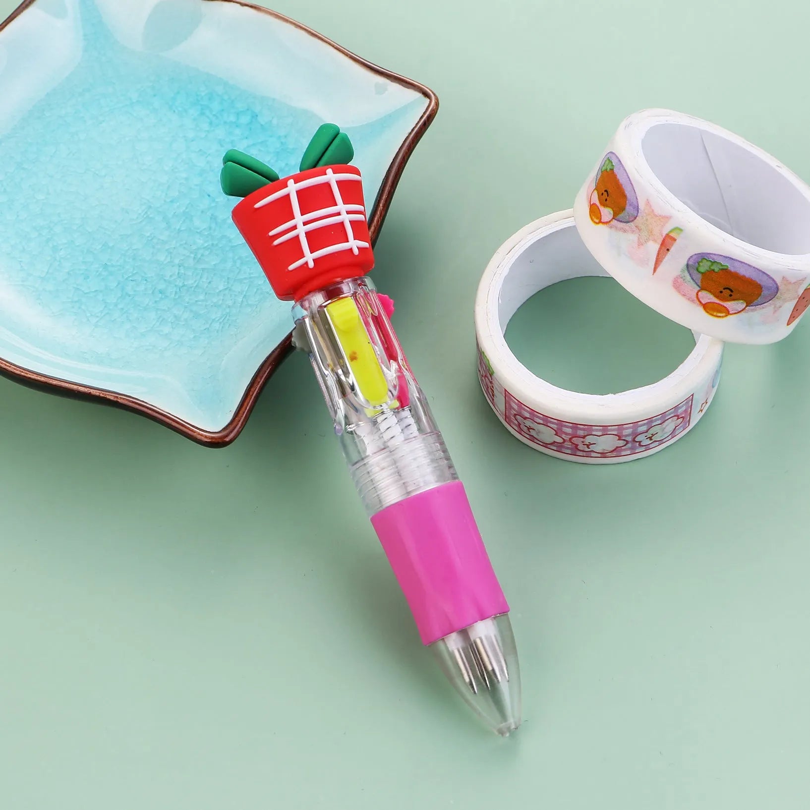 Christmas mini four-colour ballpoint pen with press mechanism and festive designs