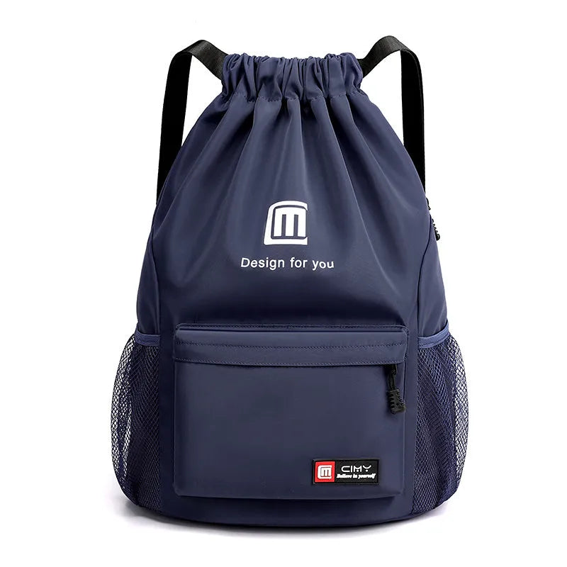 Waterproof Oxford travel backpack in multiple colours with drawstring closure and shoulder straps