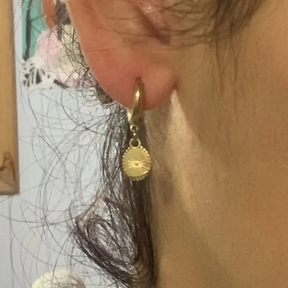 Stainless steel geometric earrings with ellipse design elements in colour XY-EH005