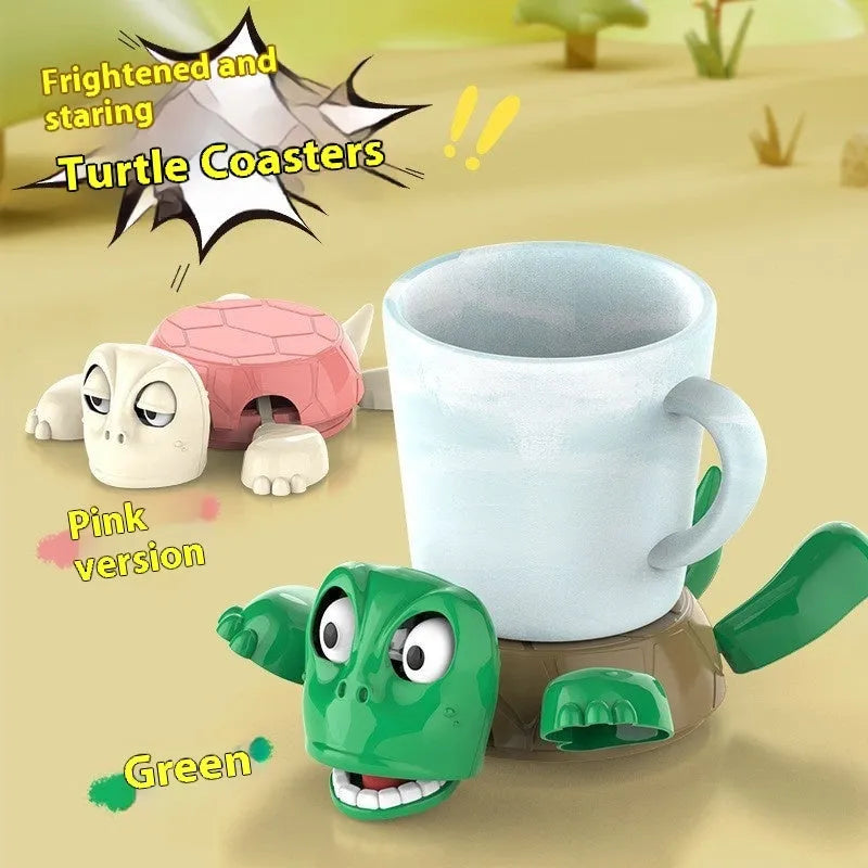 Turtle shaped ABS coaster in light green, dark green, wheat starch, or yellow colour options