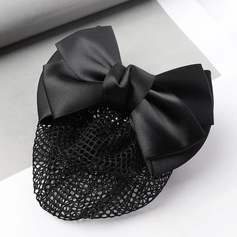 Professional two-bow mesh hair clip for female workers in various colours.