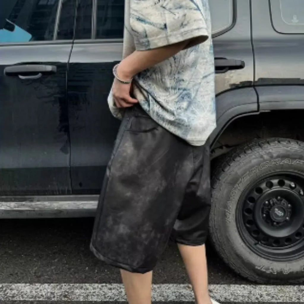 Korean loose fit t-shirt with full printing artwork showing tie-dye and dirty wash designs