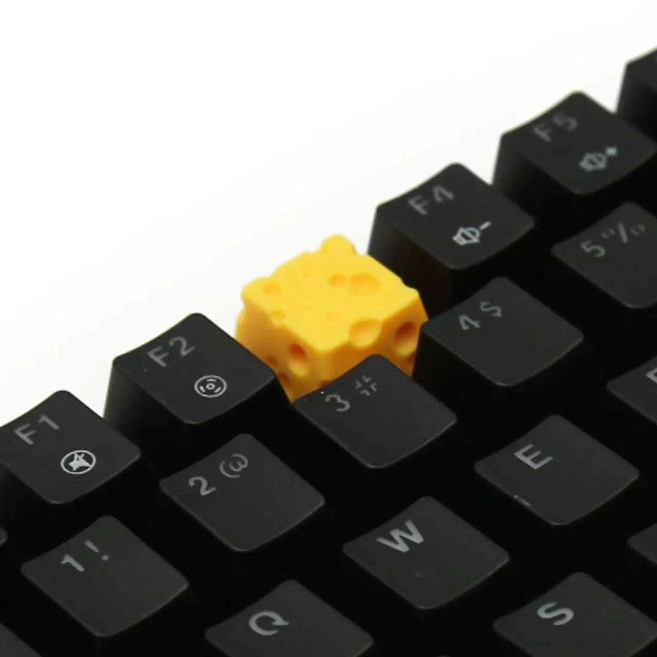 Yellow resin cheese-themed artisan keycap for mechanical keyboards with Cherry MX compatibility
