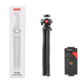 Black aluminium alloy mobile phone gimbal tripod set with adjustable length and smartphone clip