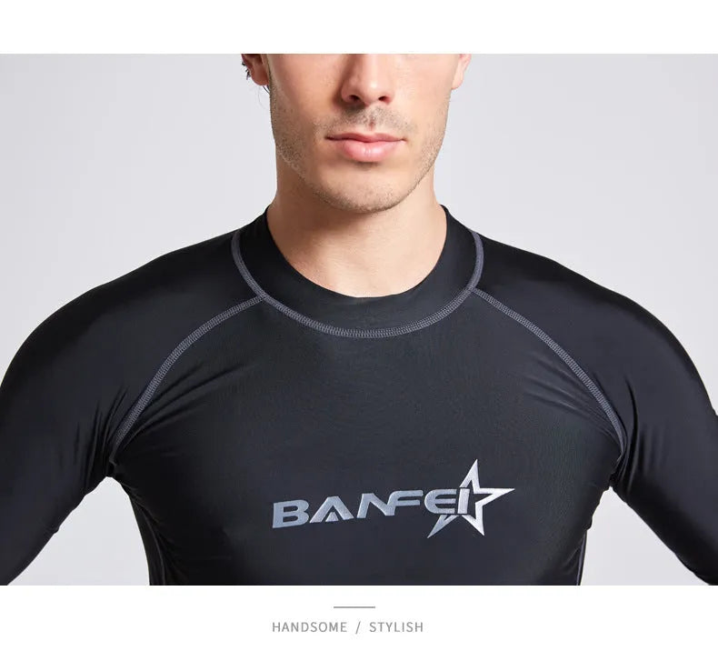 Men's navy blue half sleeve swimsuit top and pants set for swimming