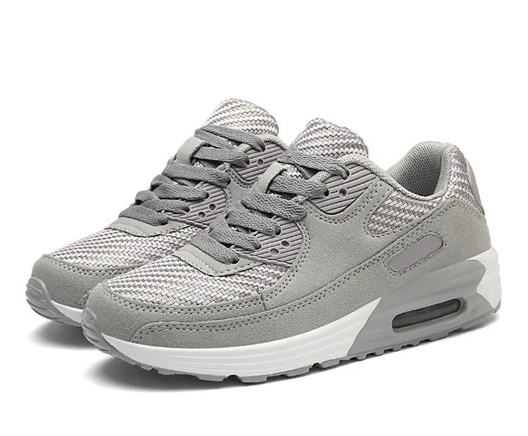 Women's casual shoes with a 3.5cm heel in beige orange, grey, and pink purple colour options.