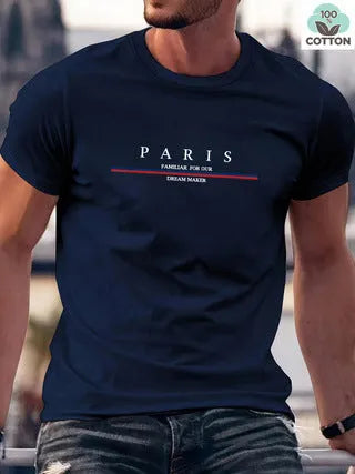 Men's heavy letter printed cotton T-shirt in loose casual fit available in four colours