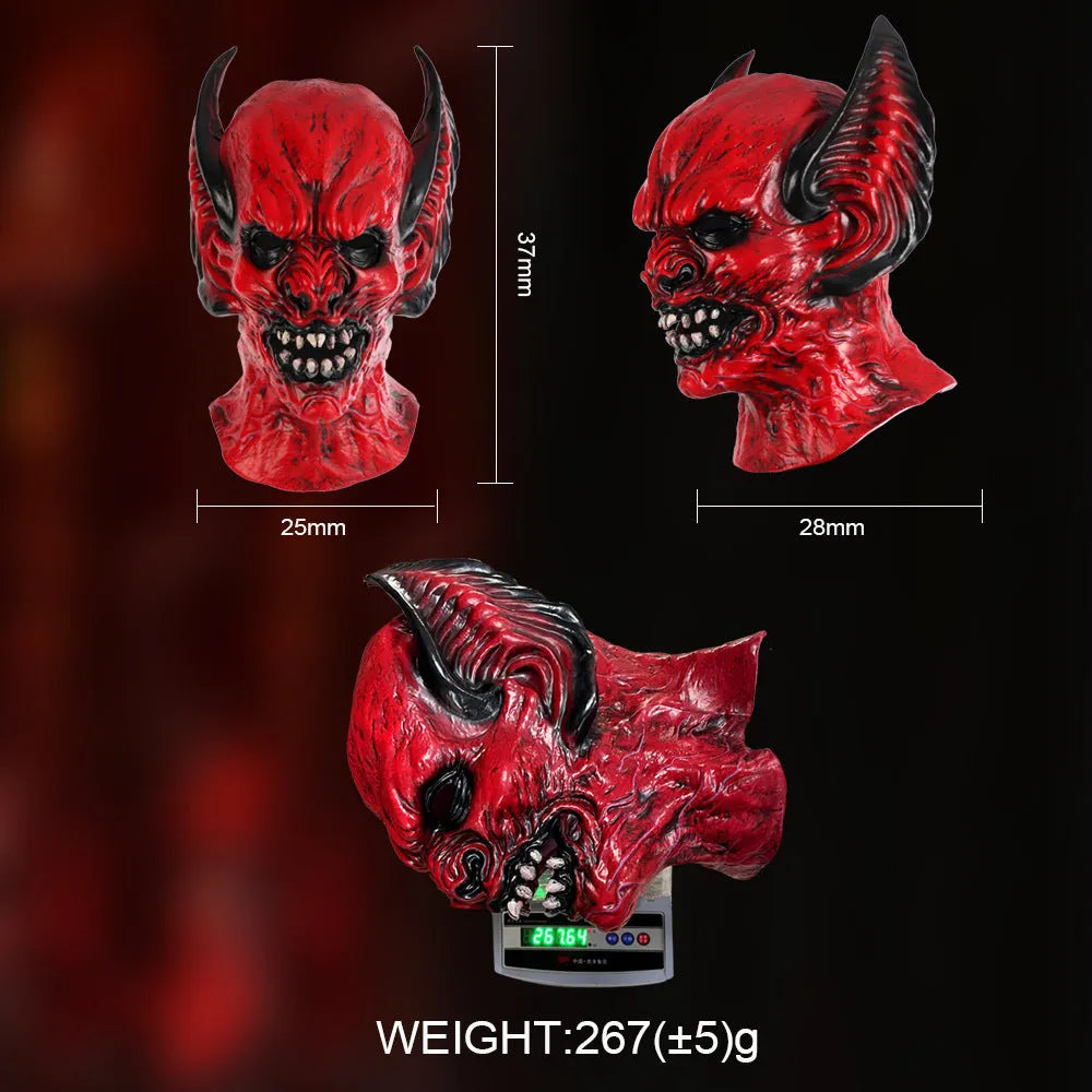 Red bat design party hood mask made from RP foam for horror costume dress-up.