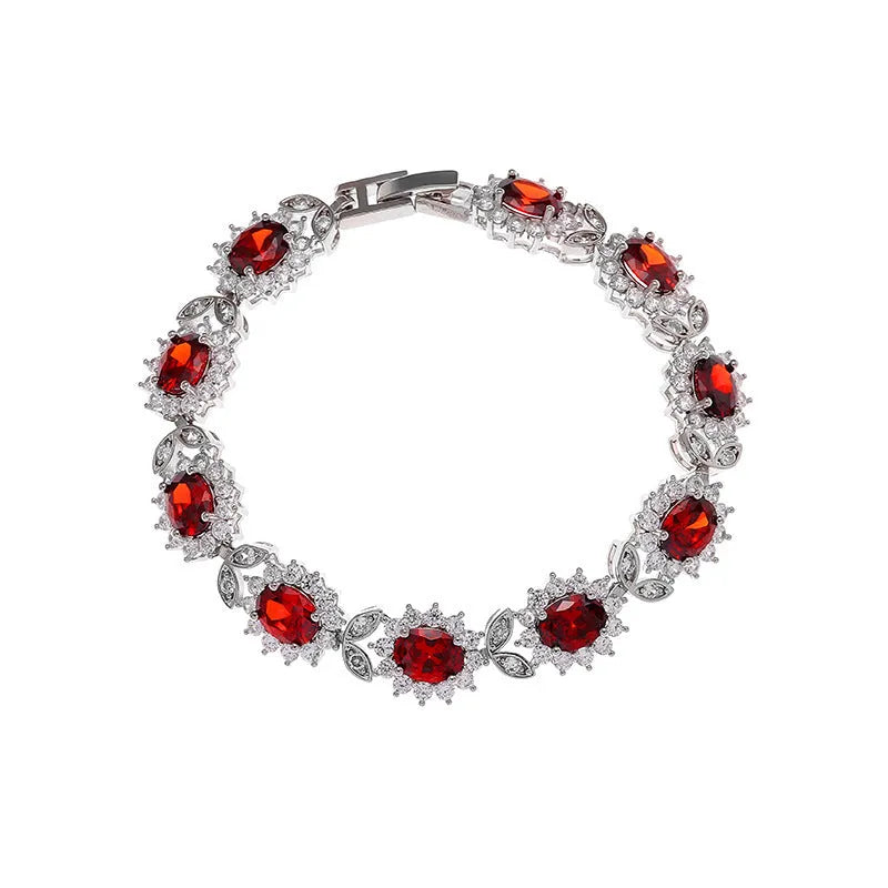 Women's electroplated alloy bracelet with inlaid zircon detailing in multiple colour options