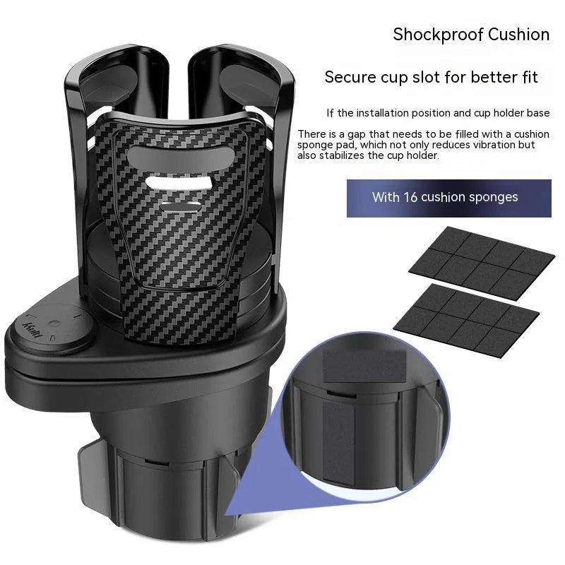 Car cup holder modification accessory in ABS plastic with carbon fibre and matte finish options