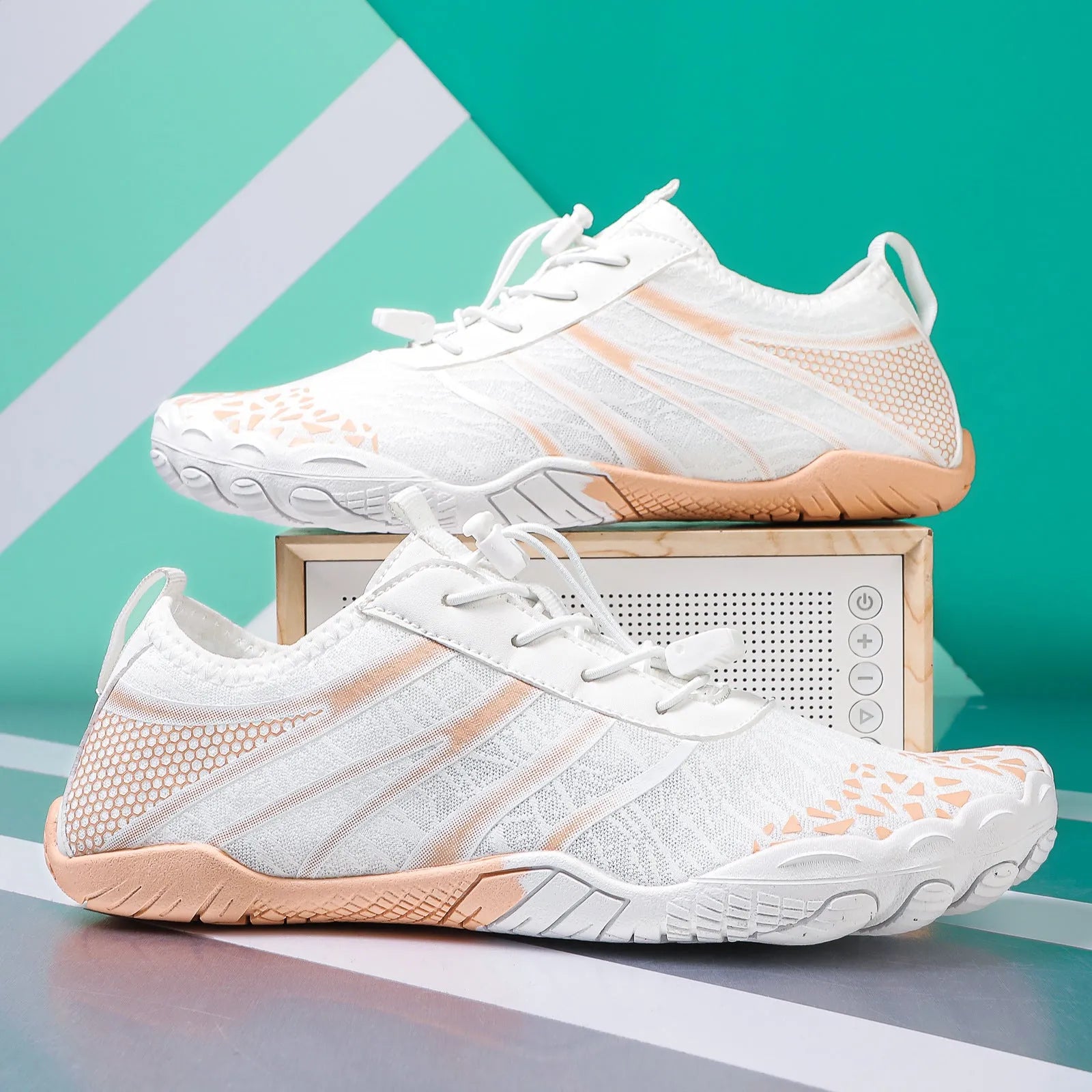 Casual beach running shoes with Lycra stretch fabric upper in multiple colour options