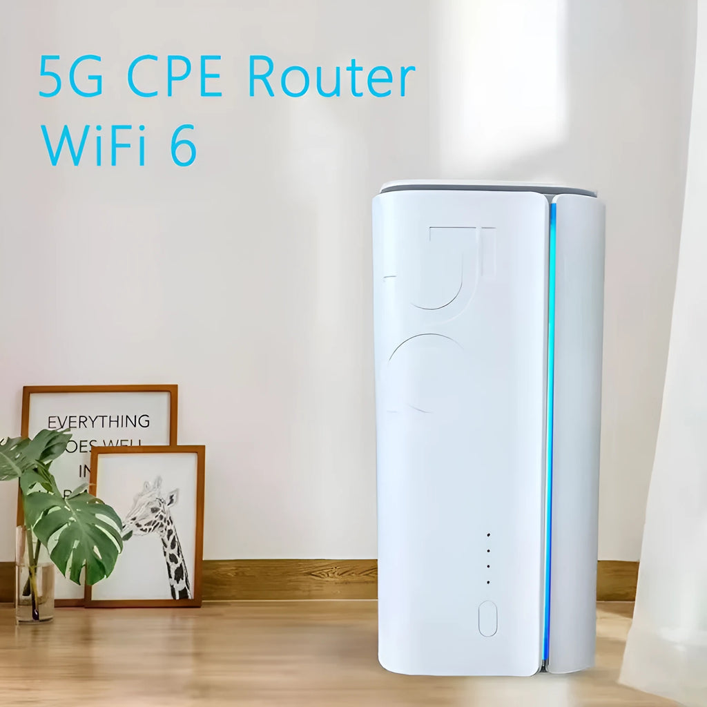 Slim 4G wireless router measuring 51mm by 30mm by 5mm, shown with data cable.