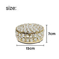 French gold European style jewelry storage box with crystal glass transparent panels and iron construction