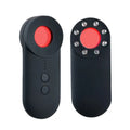 Black handheld GPS and camera detector with display, measuring 93.8mm long, shown with a USB charging cable.