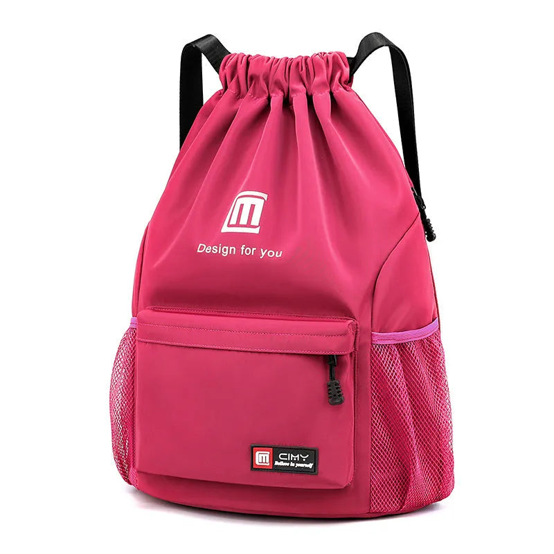 Waterproof Oxford travel backpack in multiple colours with drawstring closure and shoulder straps
