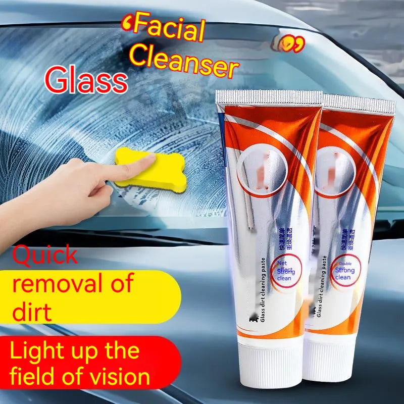 65ml white car windshield cleaning paste bottle with spong mop for oil stain removal from vehicle glass