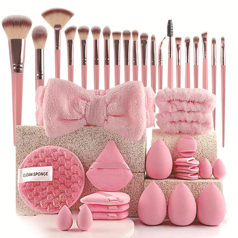40-piece hydrophilic non-latex makeup sponge beauty tool set in brown pink purple colour options