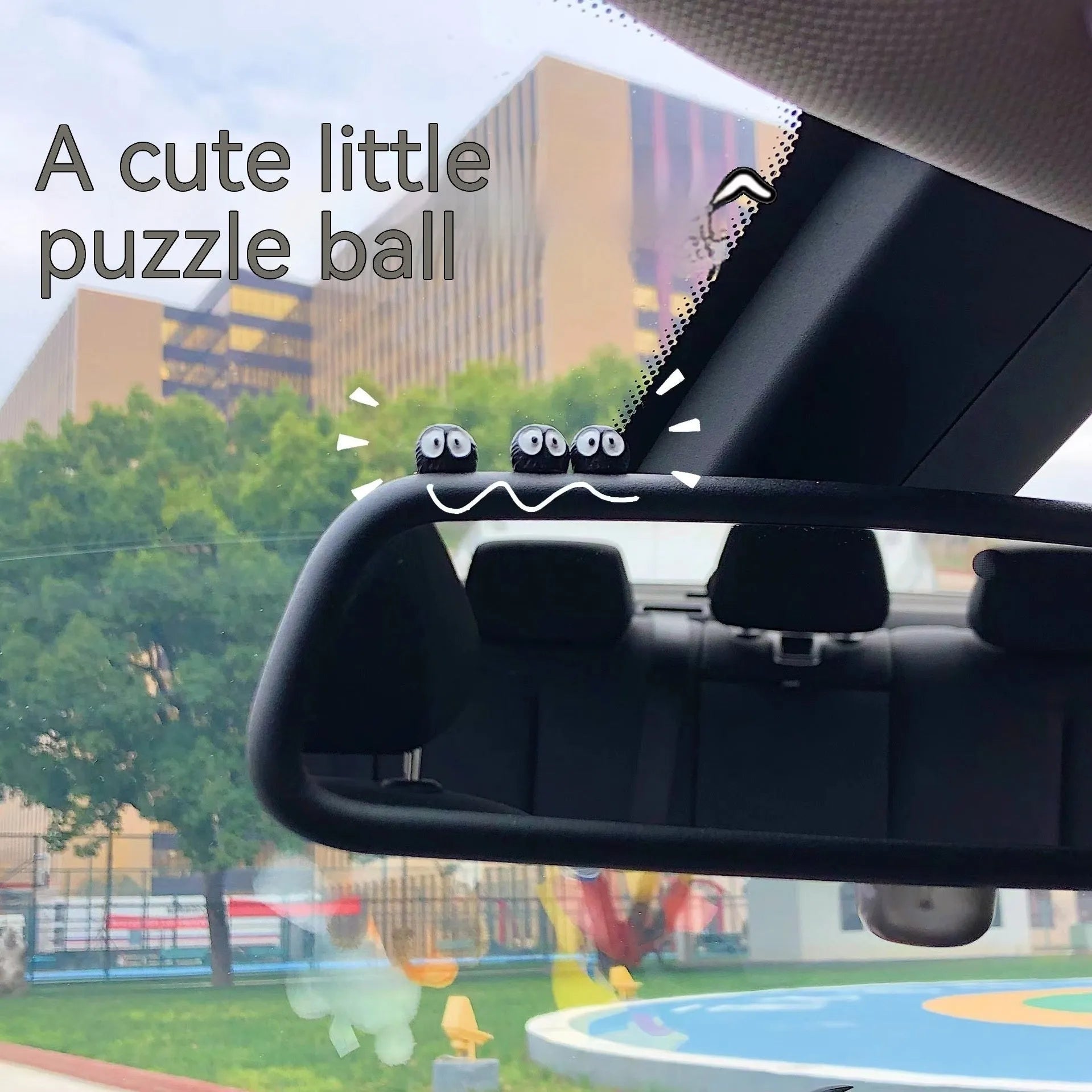 Small black resin briquette cartoon decoration for car interior with traceless glue