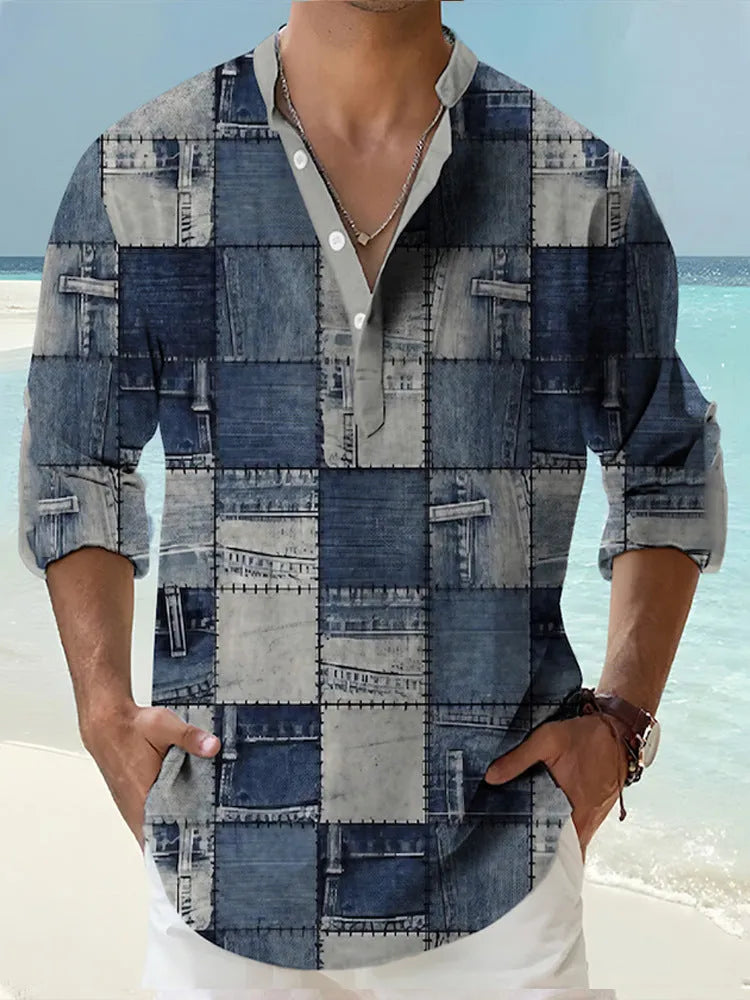Thin striped Hawaiian long sleeve shirt in multiple colour options sizes S to 6XL