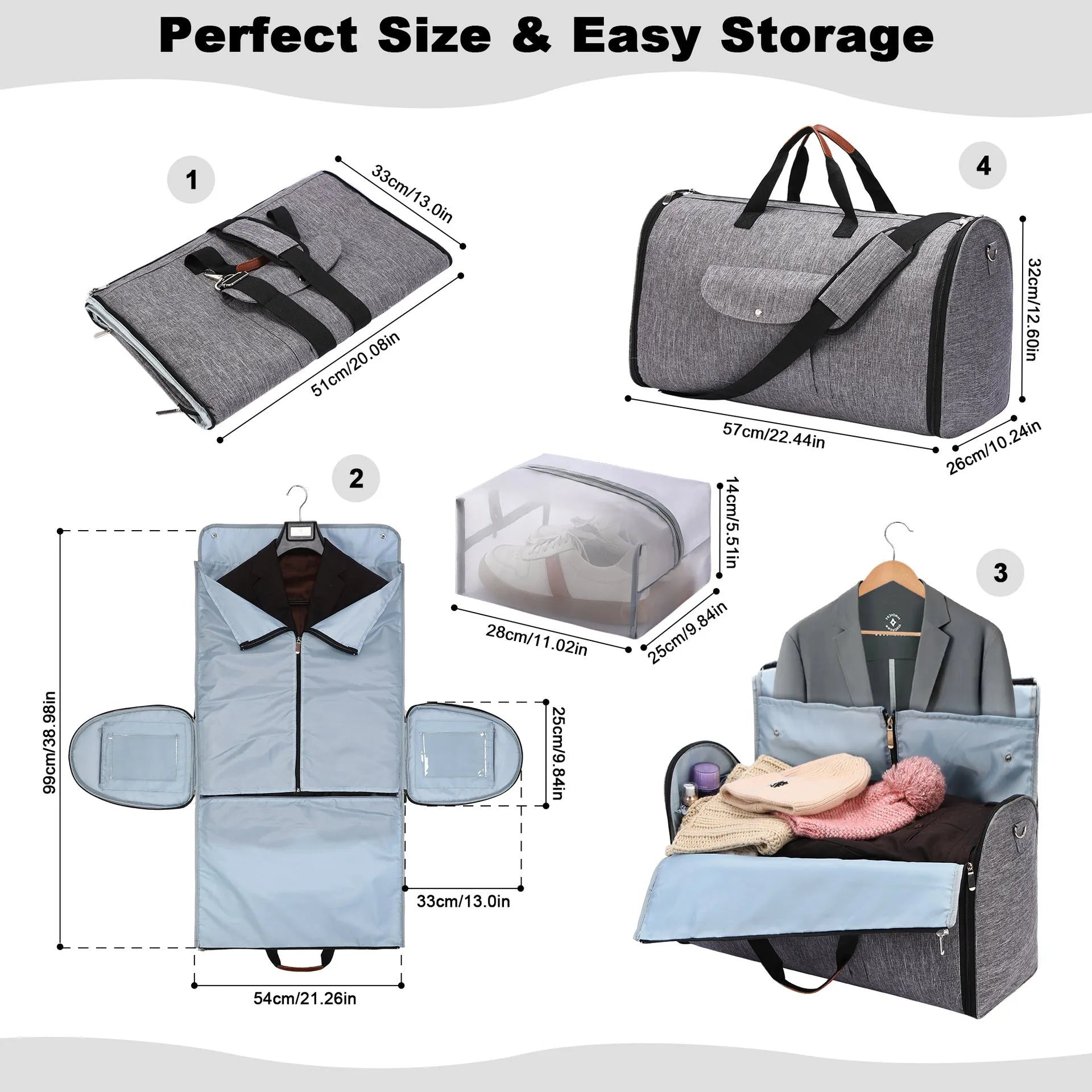 Dark blue folding duffel bag with handles, shown with a capacity of 36-55 litres.