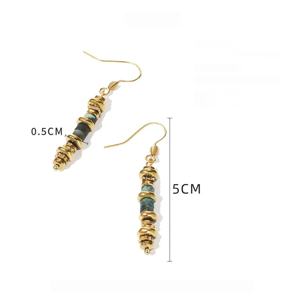 Geometric titanium steel dangle earrings with retro European American styling